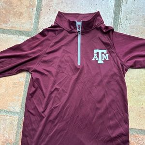 Youth S maroon Texas A&M 3/4 zip pullover